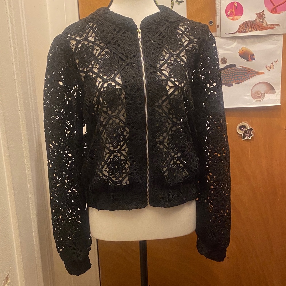 Lovestitch Black Lace Bomber Jacket